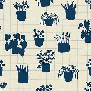 High Quality Quilt Fabric-Sold by the Yard-Andover Fabrics-House Plants-100% Cotton Fabric
