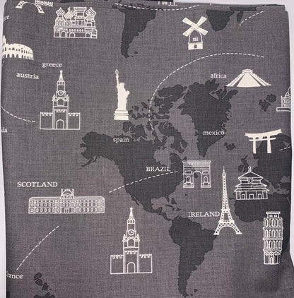 High Quality Quilt Fabric-Sold by the yard-Riley Blake Designs-World Map Landmarks-100% Cotton Fabric