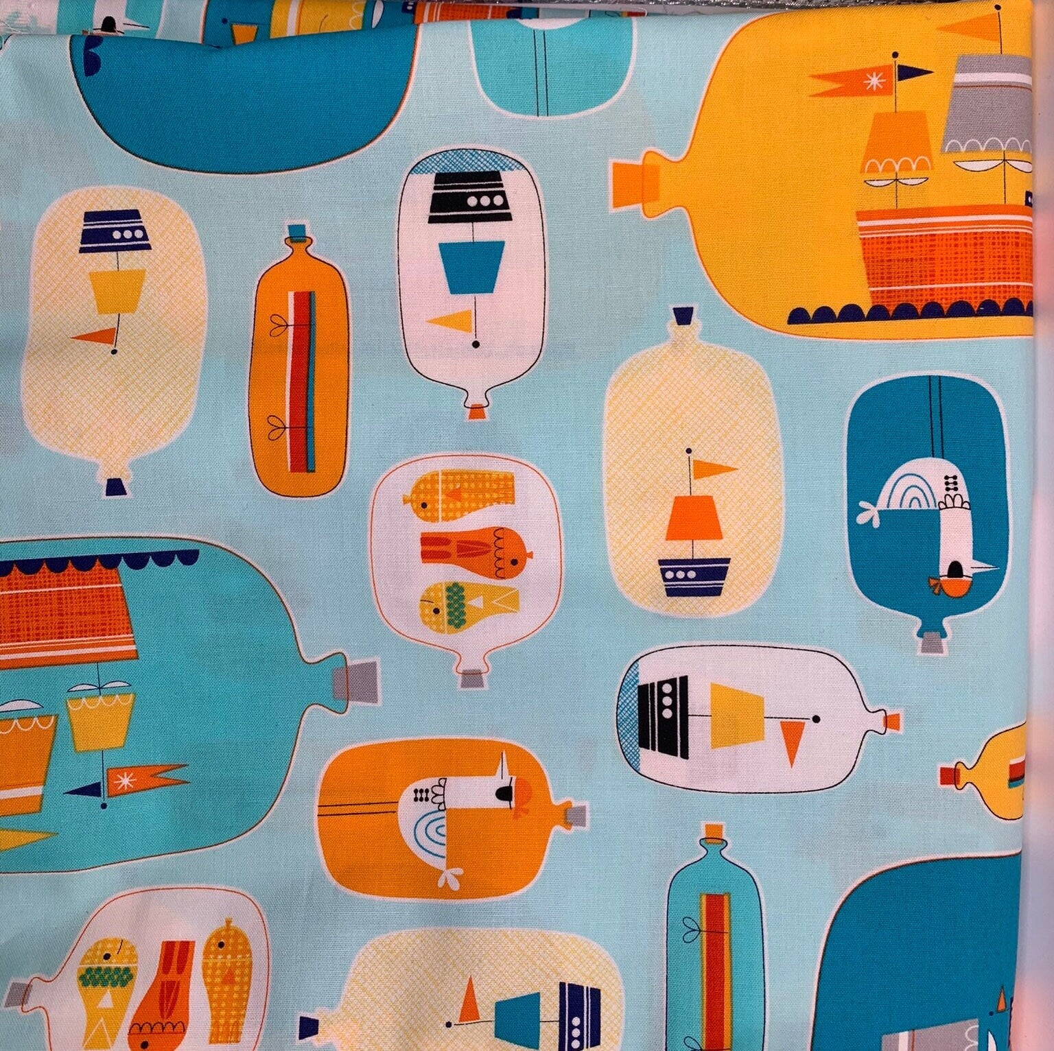 High Quality Quilt Fabric-Sold by the Yard-Robert Kaufman-Ships in a Bottle-100% Cotton Fabric