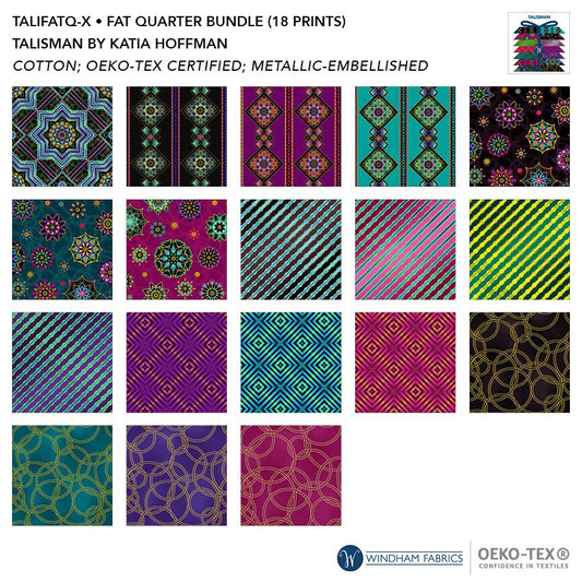 High Quality Precut Quilt Fabric Fat Quarters-(18) Fat Quarters-Windham Fabrics-Talisman-100% Cotton